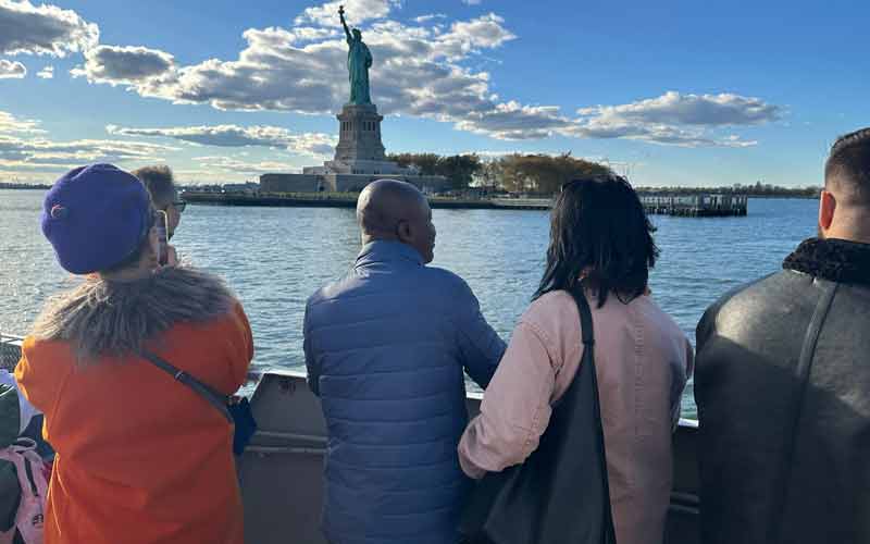 Guests aboard State of Liberty Boat Cruises.