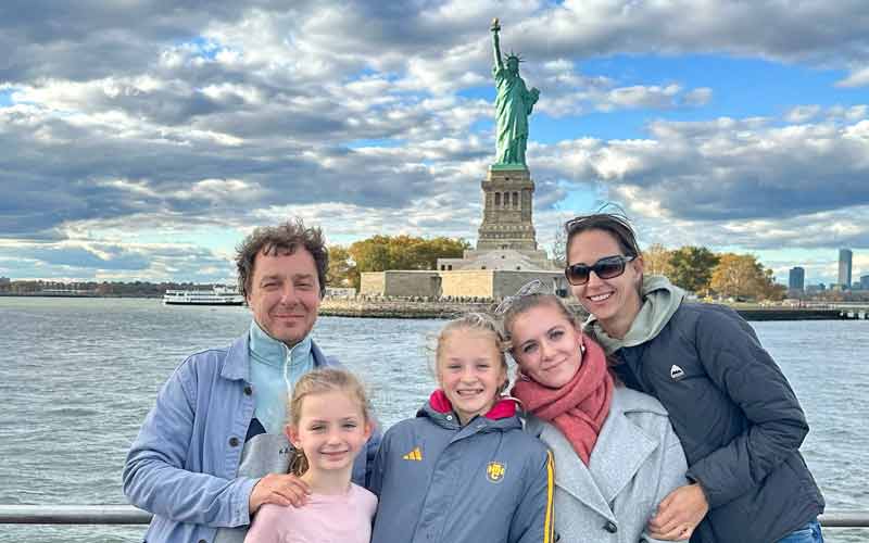 View from State of Liberty Boat Cruises in New York Harbor.