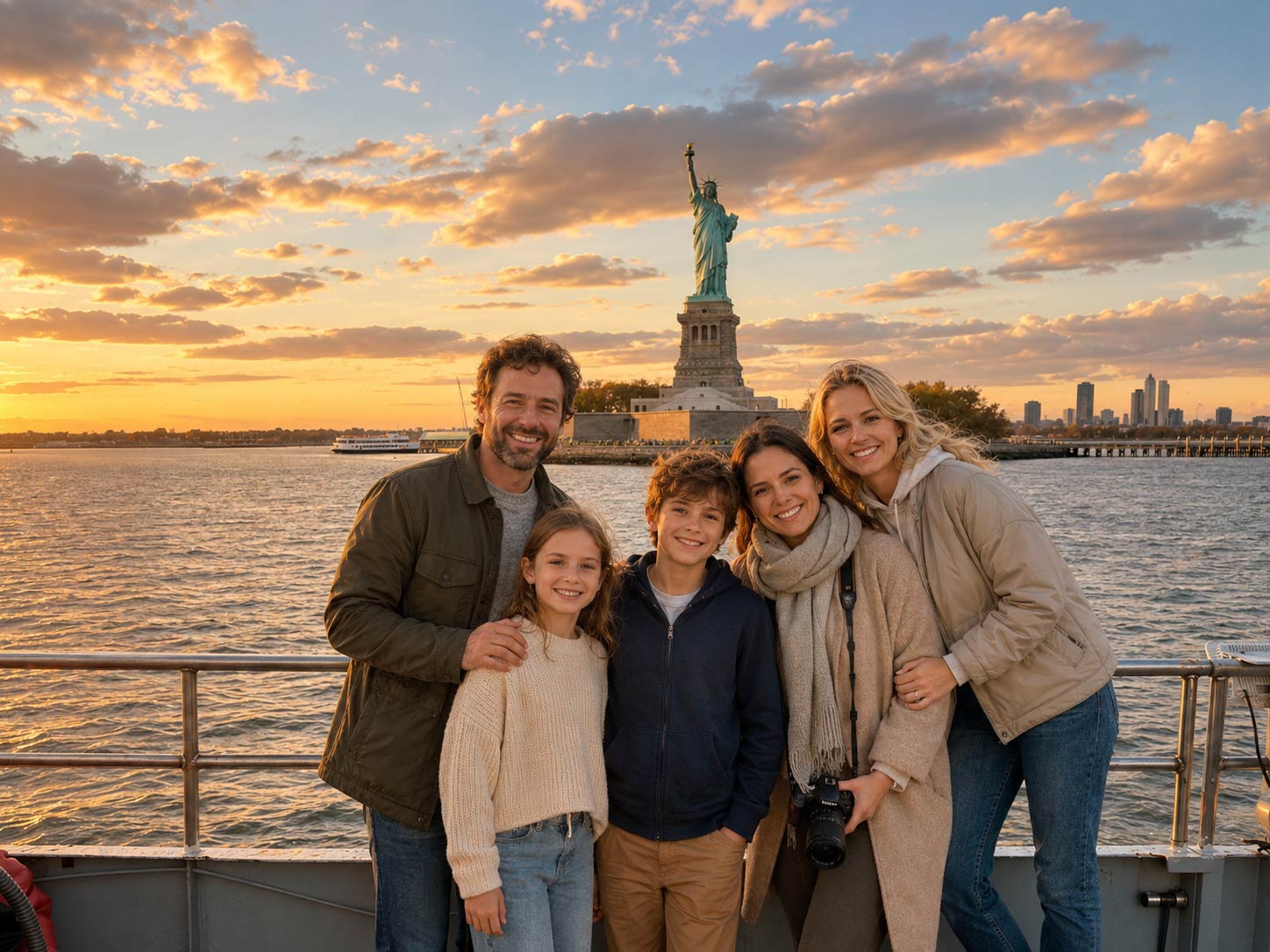 The Moonlight boat allows for great group photos with Lady Liberty.